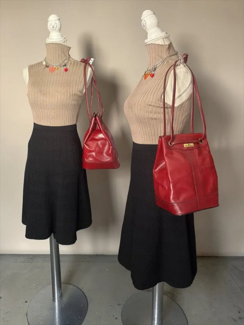 VTG Etienne Aigner Drawstring Bucket Antic Red Leather Shoulder Bag 80s Germany - Picture 2 of 9